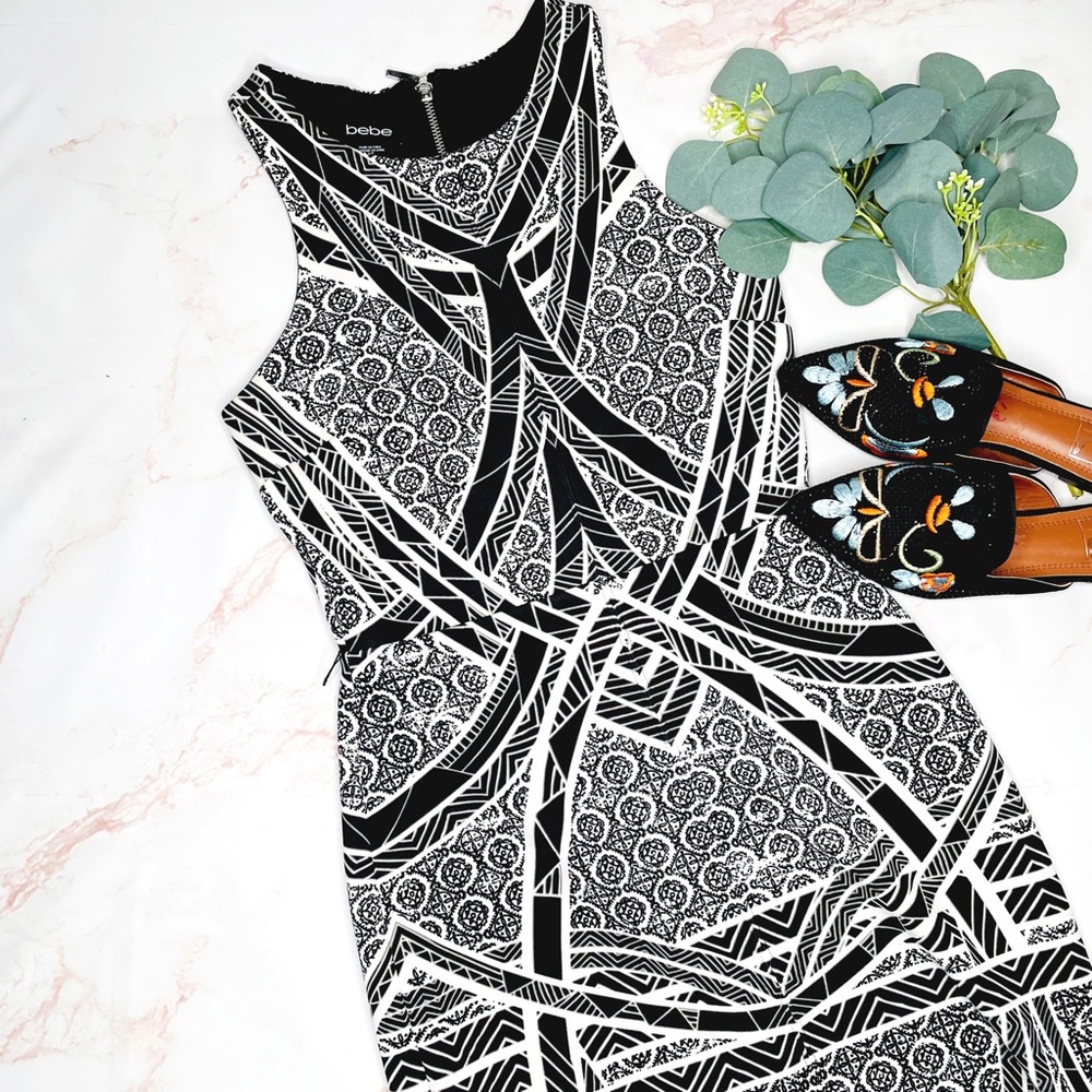 bebe Geometric Racerback Bodycon Dress - Picture 1 of 8